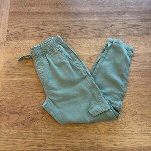 H&M Green Size 8 Boy's Linen Blend Drawstring Cargo Pants NWT